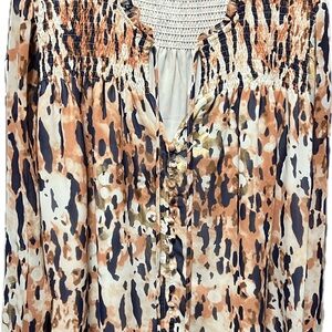 Buddy Love Orange and Navy Long Sleeve Blouse